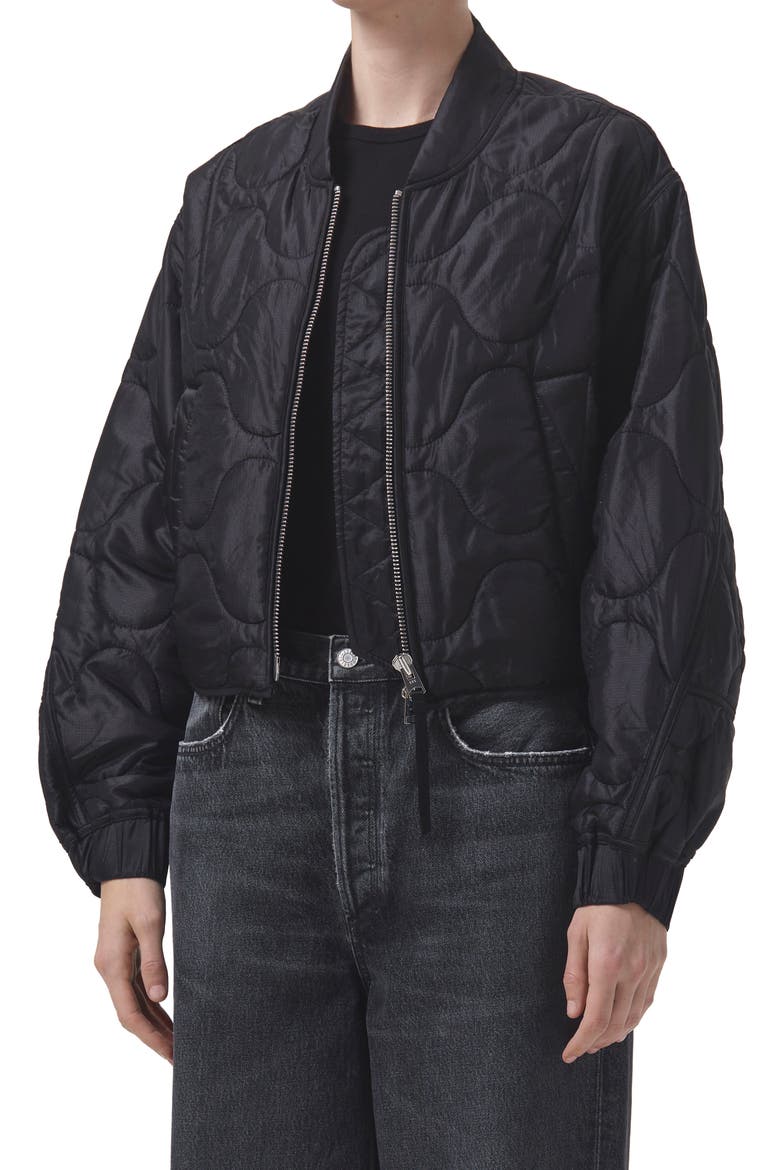 Iona Quilted Nylon Jacket, Main, color, BLACK