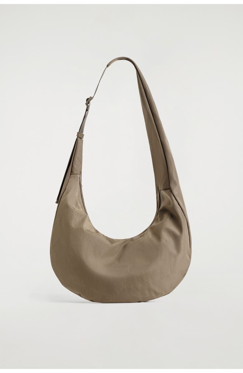 COS Curved Crossbody Bag - Crinkled-Shell, Alternate, color, Dark Beige