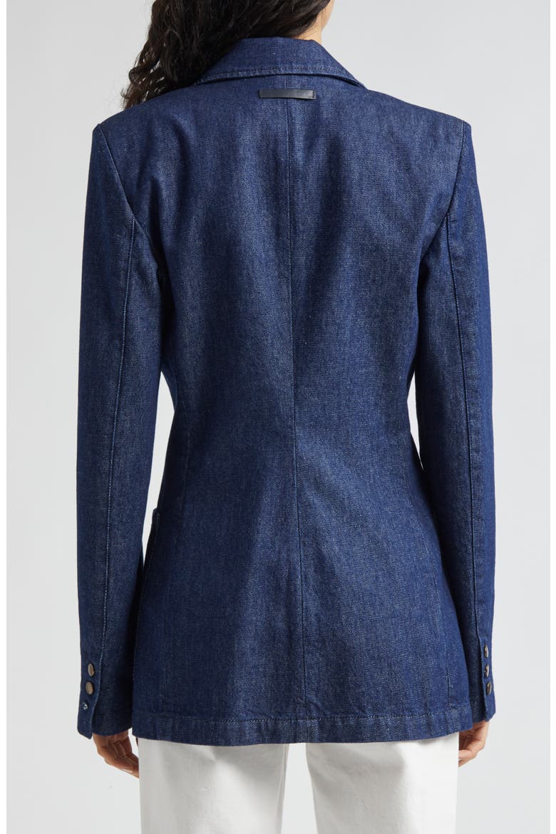 Denim Double Breasted Blazer, Alternate, color, SOLID DARK BLUE