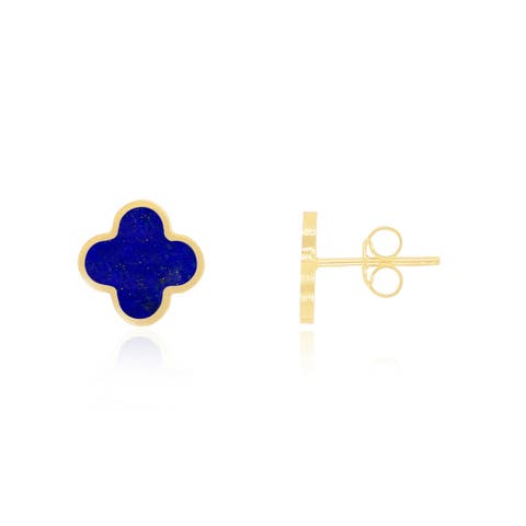 Small Lapis Clover Stud Earrings