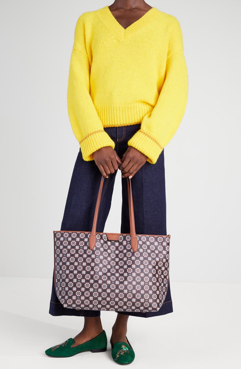 Kate Spade New York spade flower monogram coated canvas tote, Alternate, color,