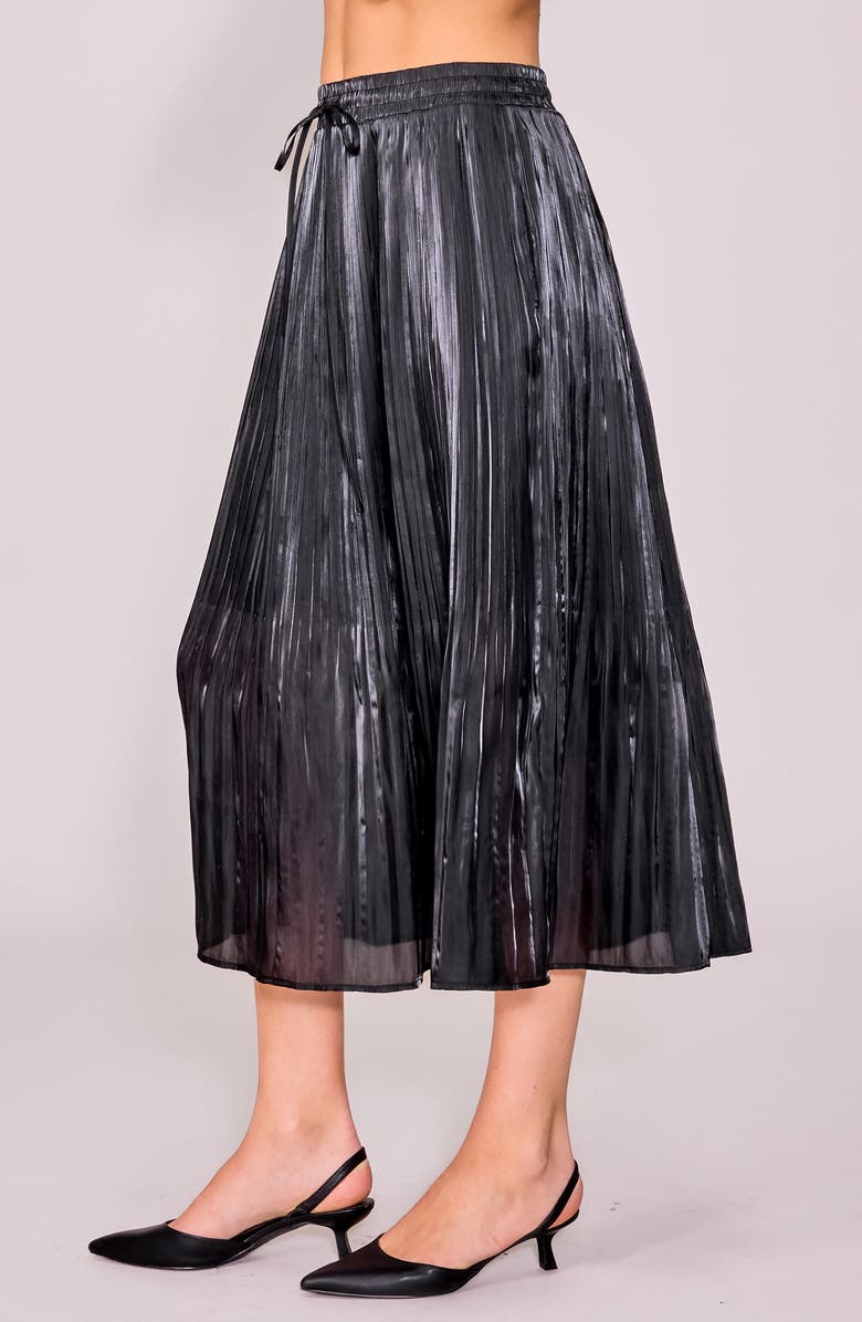 MELLODAY Metallic Release Pleat Skirt, Alternate, color, Black