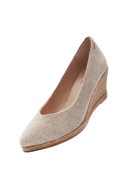 Viscata Roses Canvas V Cut Espadrille Wedges In Gold