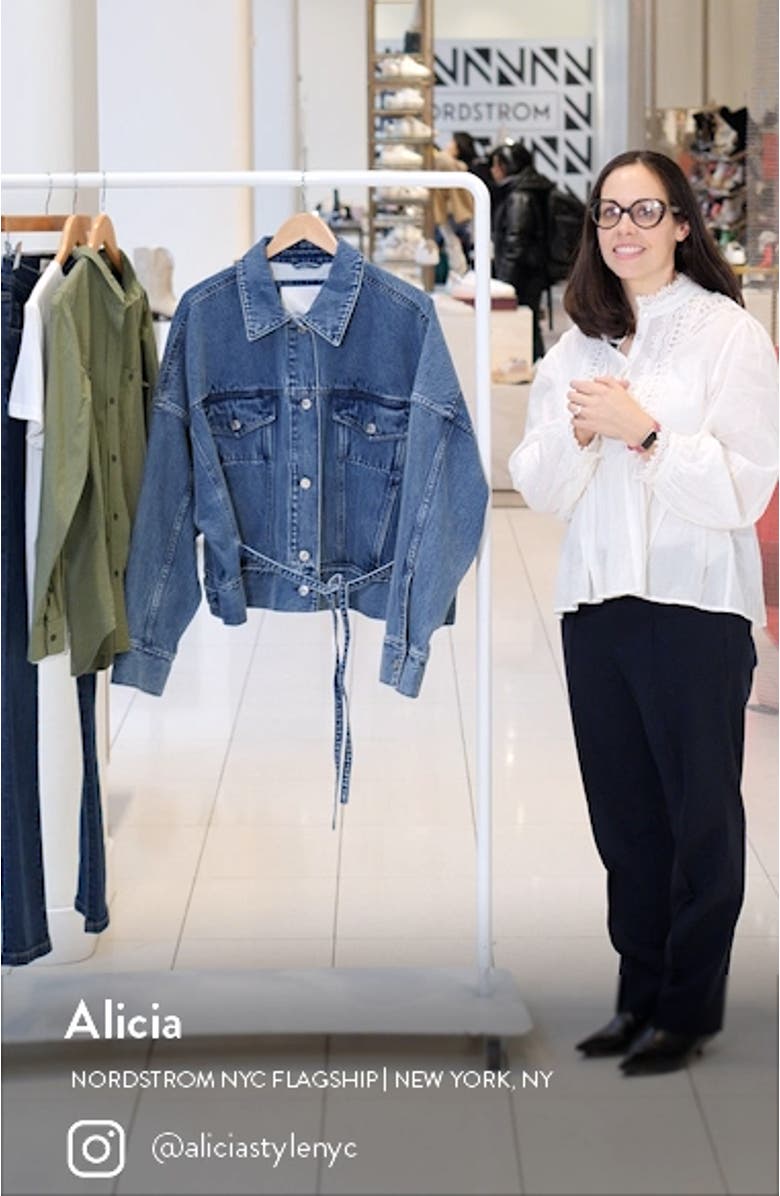 Boxy Tie Waist Denim Jacket, sales video thumbnail