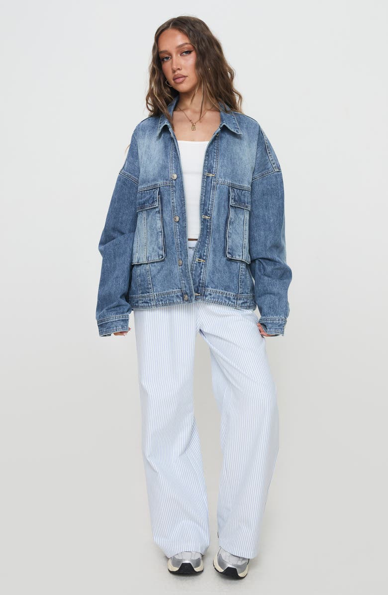 Princess Polly Kier Oversize Denim Jacket, Alternate, color, Blue