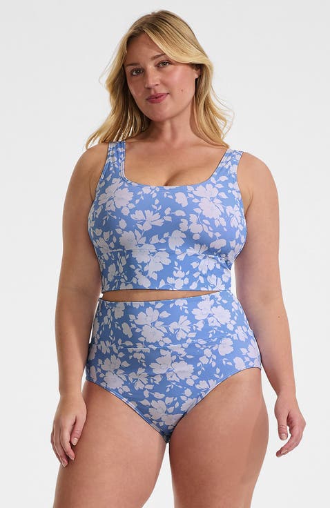Tugless Tankini Top and High Waisted Bottom Swimsuit Set