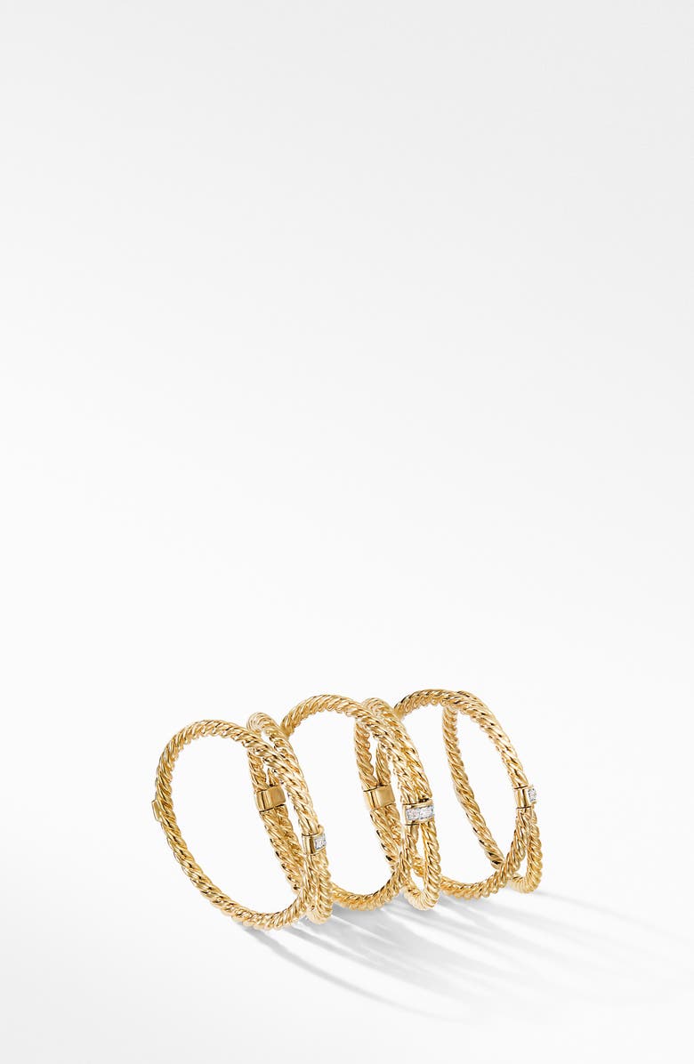 David Yurman Origami 6-Row Cable Ring in 18K Yellow Gold with Diamonds, Alternate, color, 