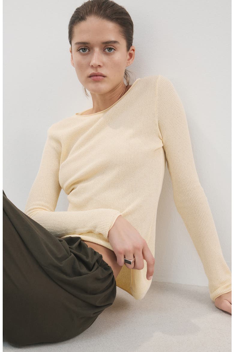 Asymmetric Rib Sweater, Alternate, color, PASTEL YELLOW