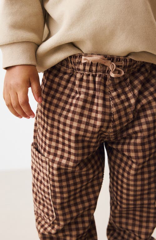Next Kids' Gingham Corduroy Cargo Pants In Pink