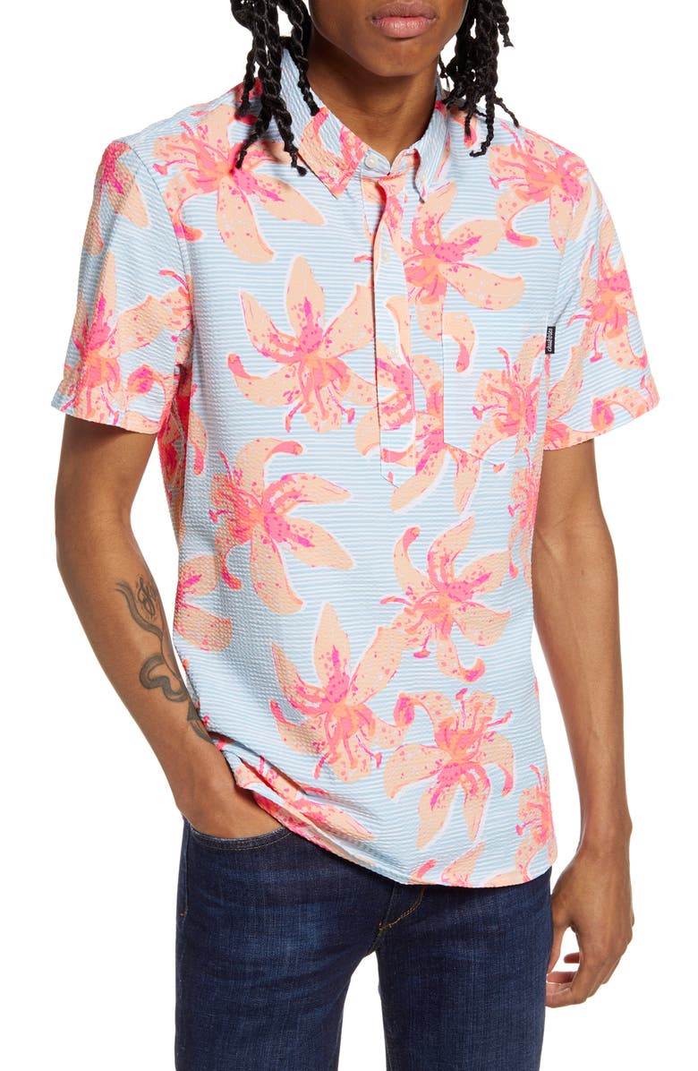 Chubbies The Bloomslam Short Sleeve Button-Down Popover Seersucker Shirt, Main, color,