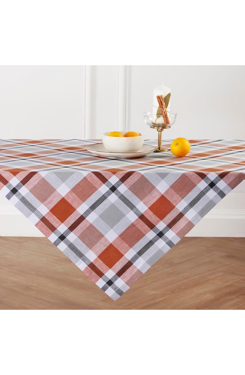 Solino Home Linen Table Throw - Fall Buffalo Check, 52" x 52" Inch, Alternate, color, Cinnamon