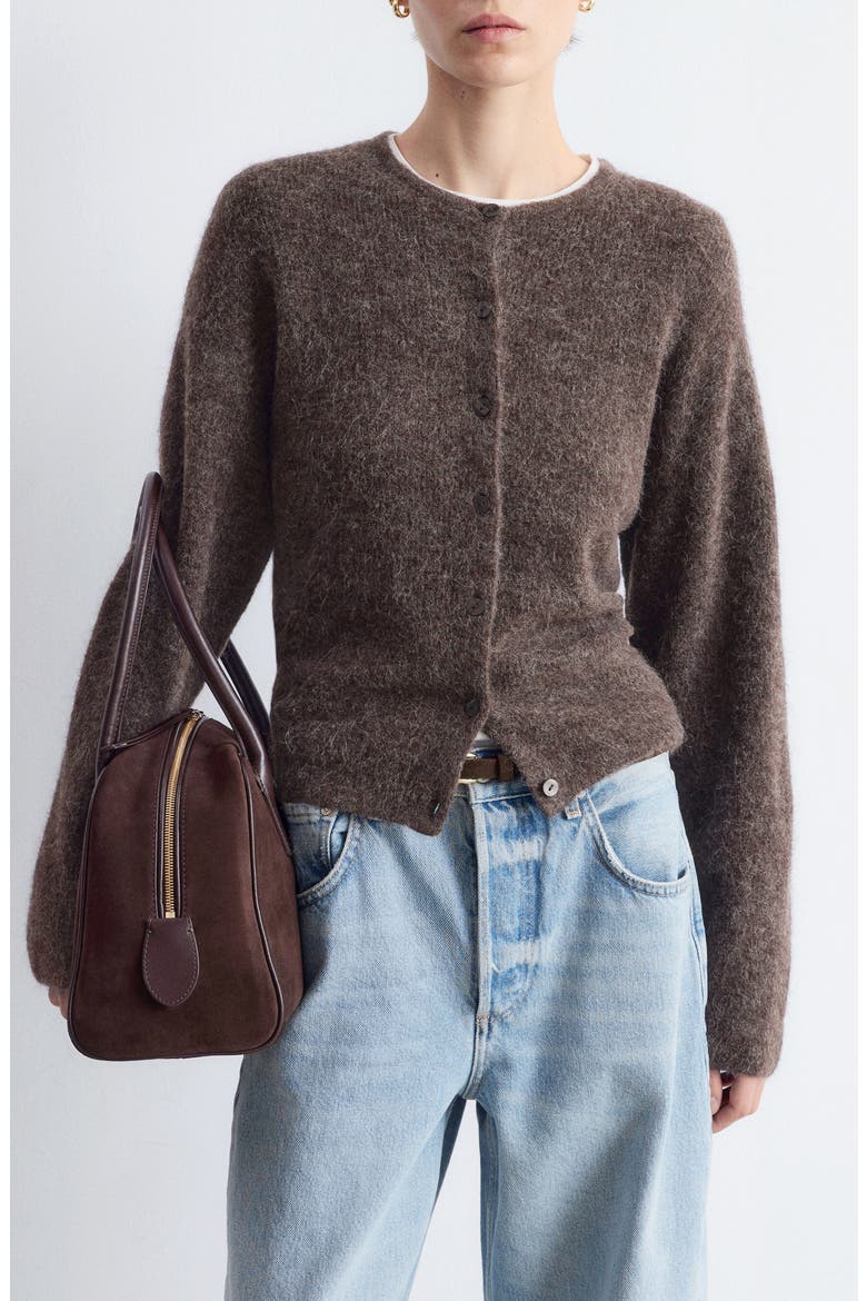 Alpaca & Wool Blend Cardigan, Main, color, BROWN DARK