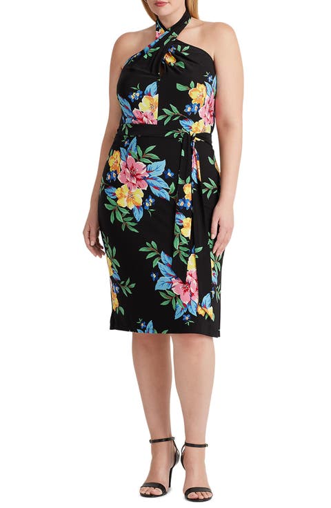 Floral Halter Body-Con Dress (Plus)