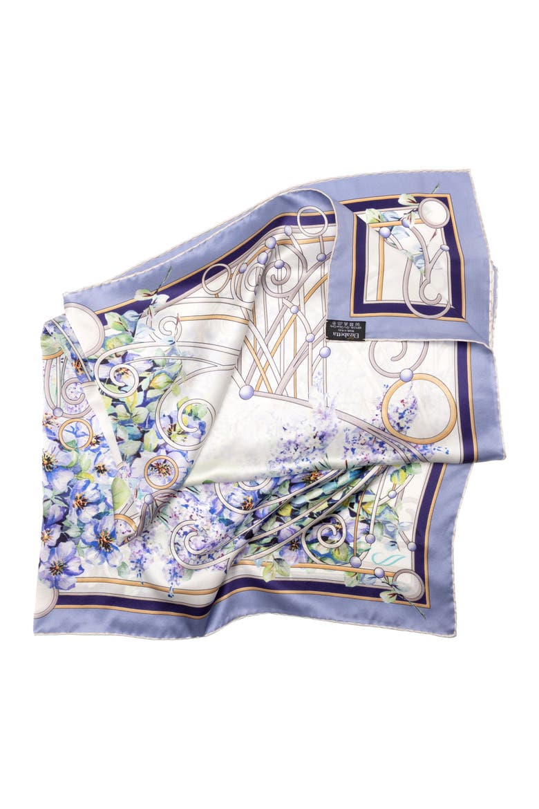 Lilac Garden - Hand Rolled Silk Foulard for Women, Alternate, color, Purple