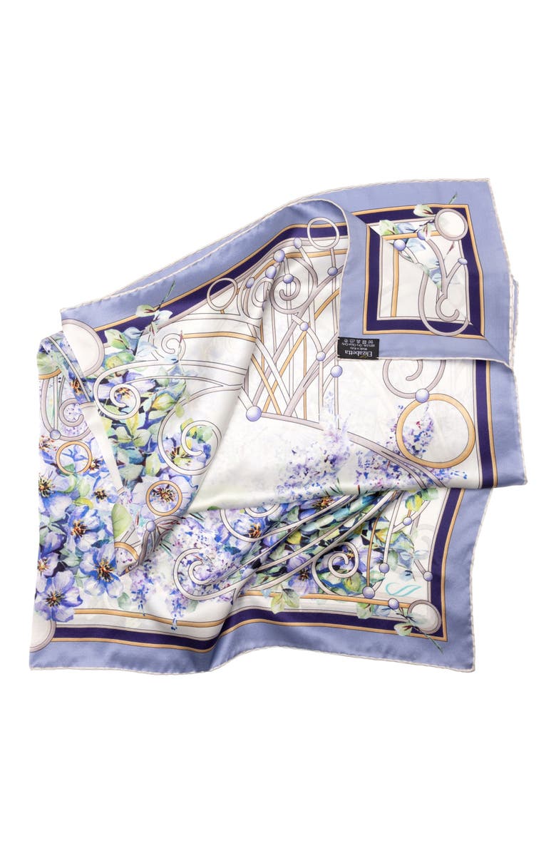 Elizabetta Lilac Garden - Hand Rolled Silk Foulard for Women, Alternate, color, Purple