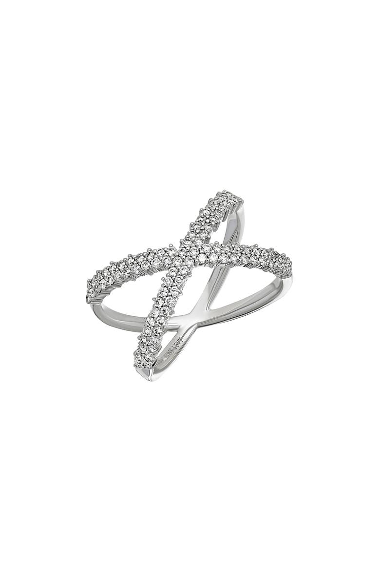 Audrey 18k Gold Diamond Crossover Ring, Main, color, 18KW