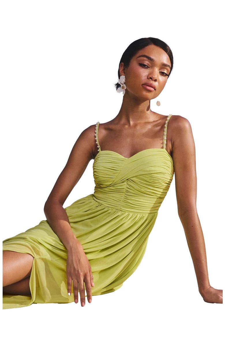 Embellished Strap Ruched Maxi Dress, Alternate, color, GREEN