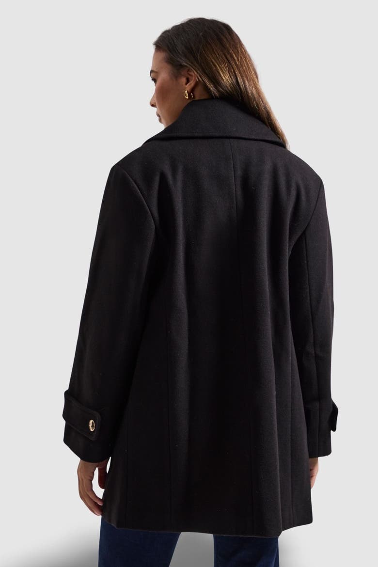 Mid Length Double Breasted Coat, Alternate, color, Black