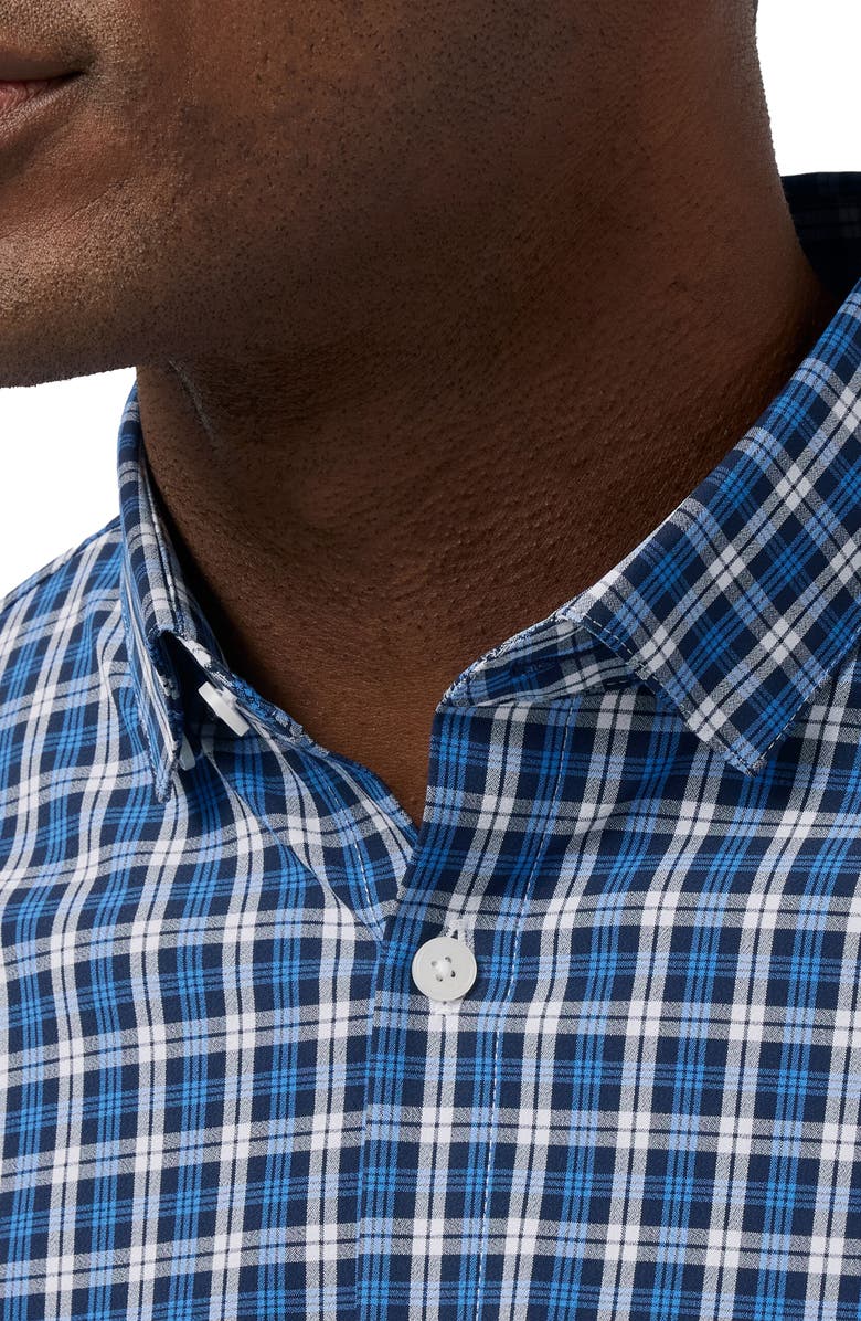 Mizzen+Main Leeward Trim Fit Navy Plaid No Tuck Button-Up Shirt, Alternate, color, Cobalt Cayden Plaid