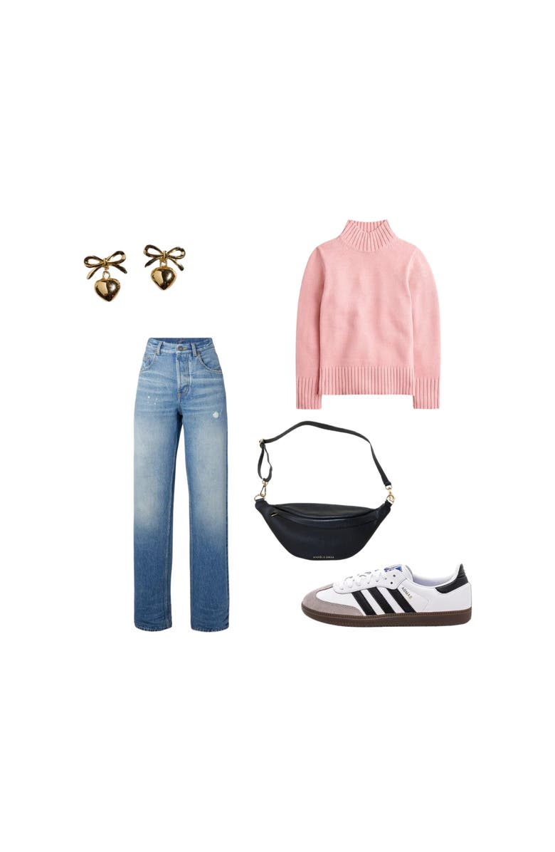 Nickel & Suede Bow & Heart Drop Earrings, Alternate, color, Gold