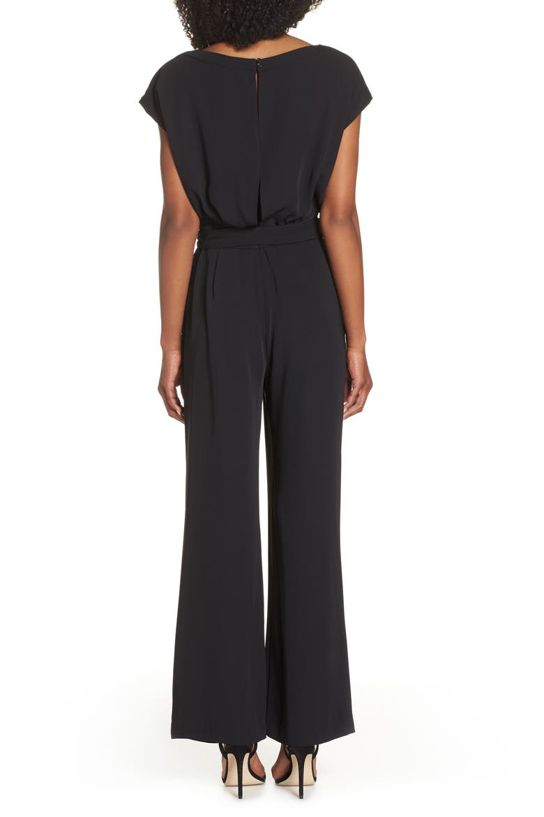 Cap Sleeve Wide Leg Jumpsuit, Alternate, color, BLACK
