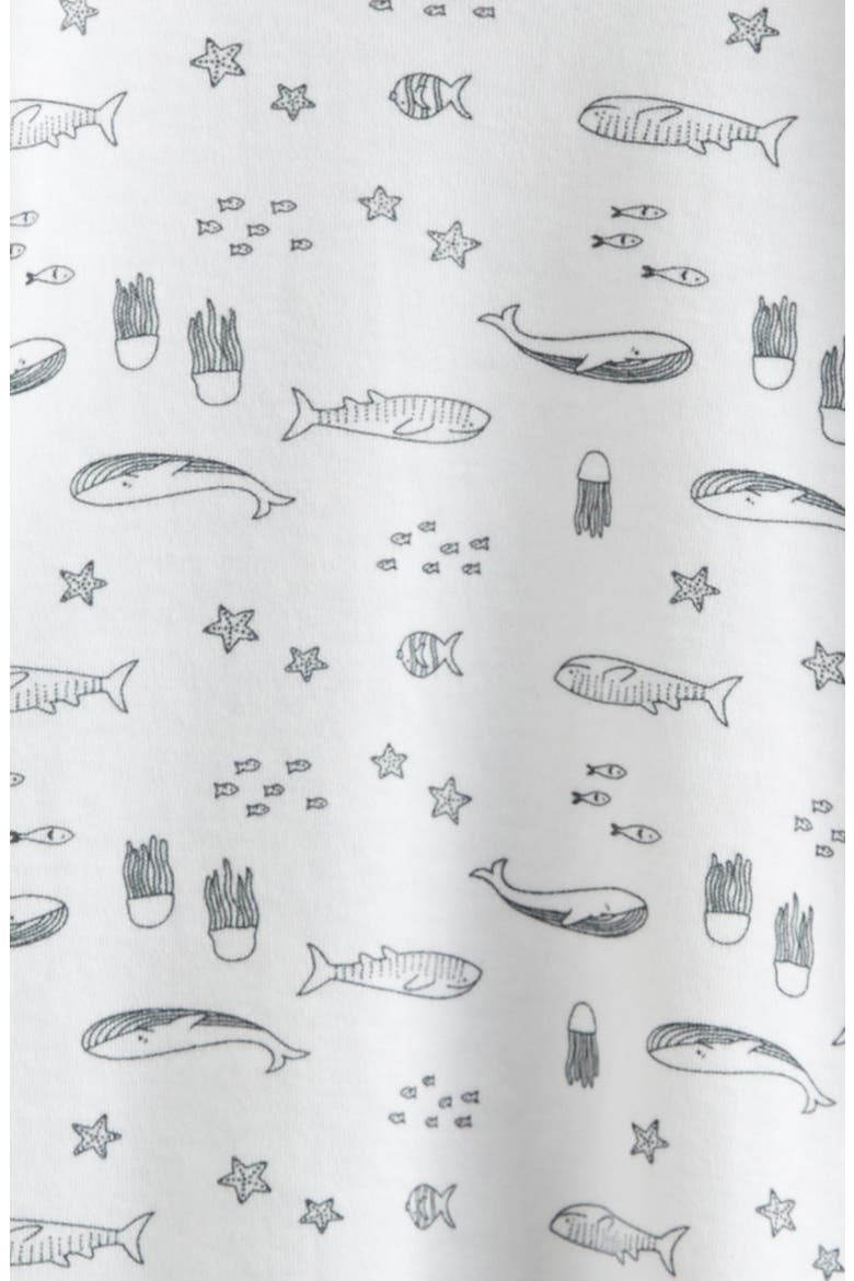 Two-Way Zip Printed Cotton Footie, Alternate, color, WHITE- NAVY SEA FRIENDS