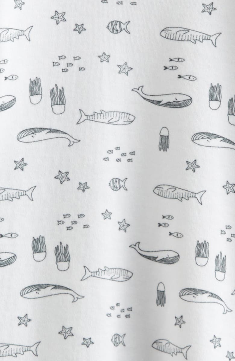 Nordstrom Print Cotton Footie Romper, Alternate, color, White- Navy Sea Friends