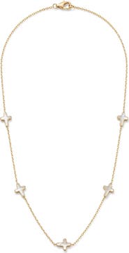 Argento Vivo Sterling Silver Mother-of-Pearl Cross Station Necklace