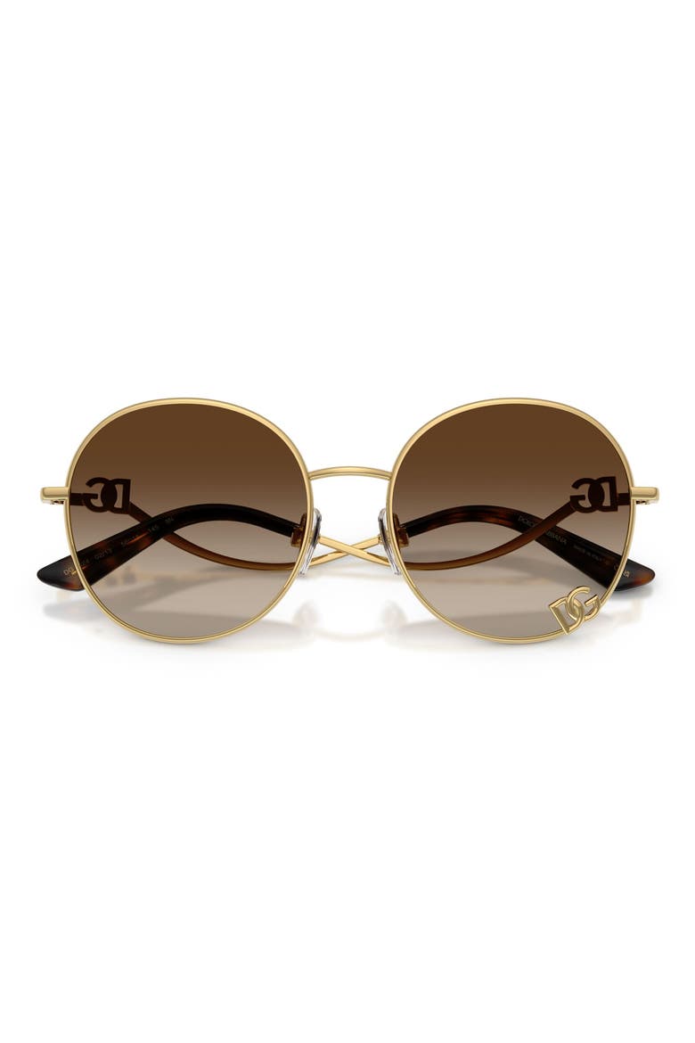 56mm Gradient Round Sunglasses, Alternate, color, GOLD / GRADIENT BROWN