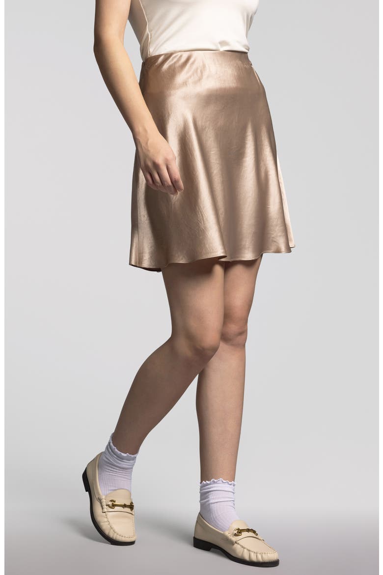 Dawn Satin Skirt, Alternate, color, LIGHT TAUPE