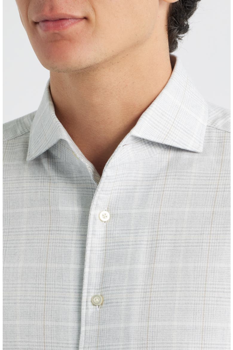 Modern Fit Glen Check Brushed Cotton & Lyocell Dress Shirt, Alternate, color, LIGHT GREY