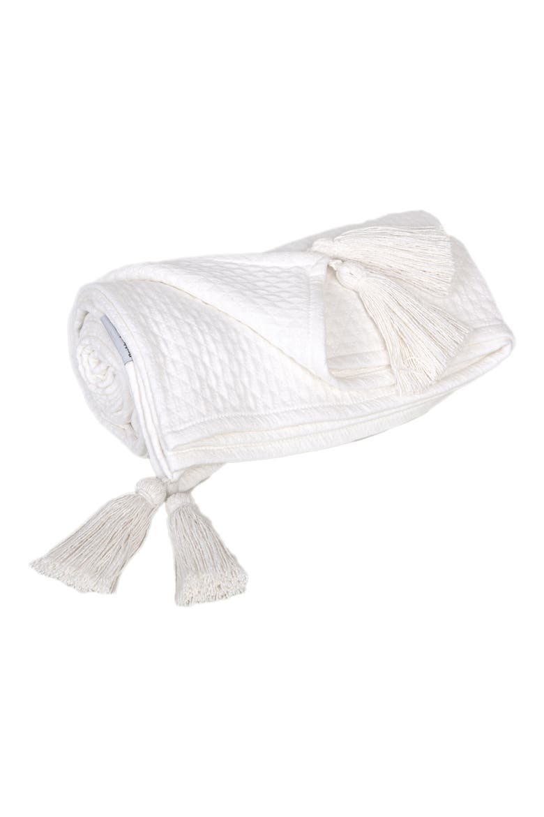 Khonsu Diamond Stitch Tassel Throw Blanket, Alternate, color, WHITE