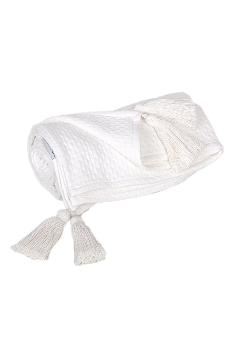 PARKLAND COLLECTION Khonsu Diamond Stitch Tassel Throw Blanket, Alternate, color, White