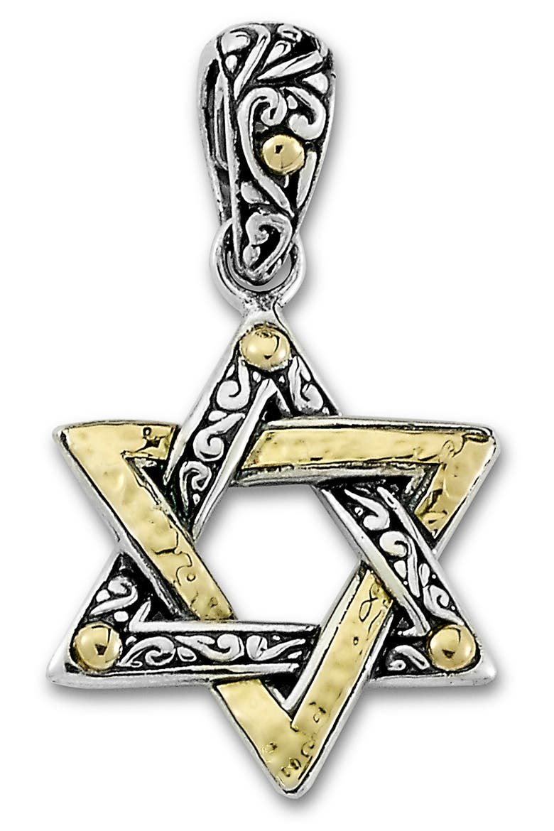 Stering Silver & 18K Gold Star of David Pendant, Main, color, SILVER AND GOLD