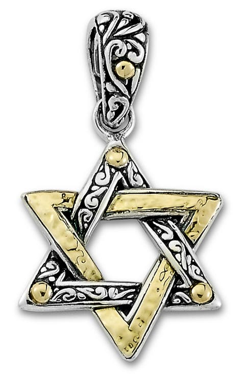 Stering Silver & 18K Gold Star of David Pendant