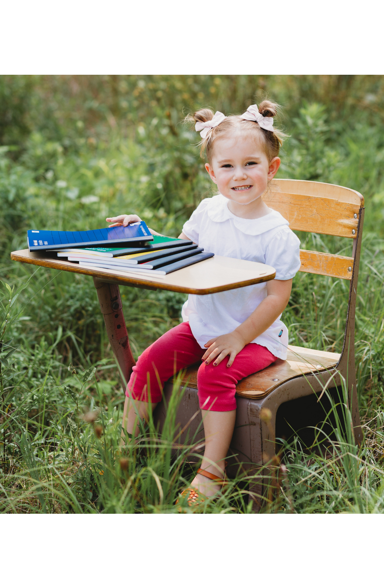 CITY THREADS Girls Soft Cotton Jersey Peter Pan Collar Short Sleeve Puff Tee, Alternate, color, White