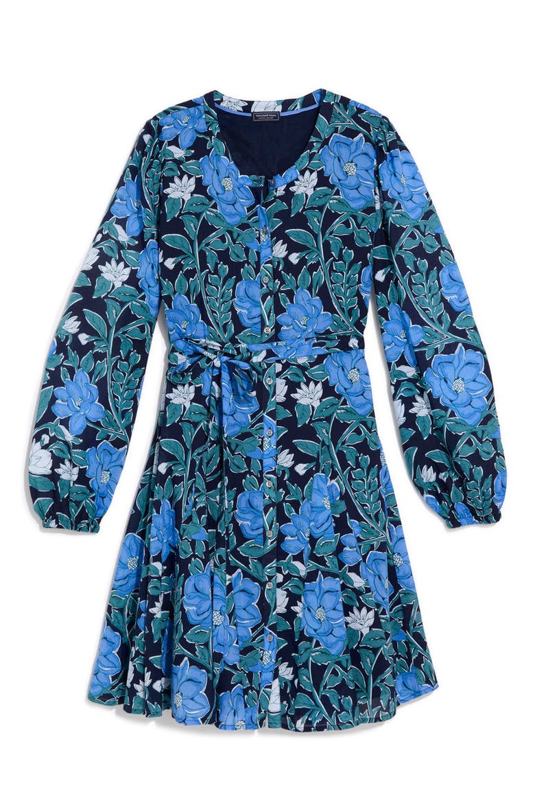 Lola Floral Long Sleeve Shirtdress, Main, color, MAGNOLIA BLOCK NAVY