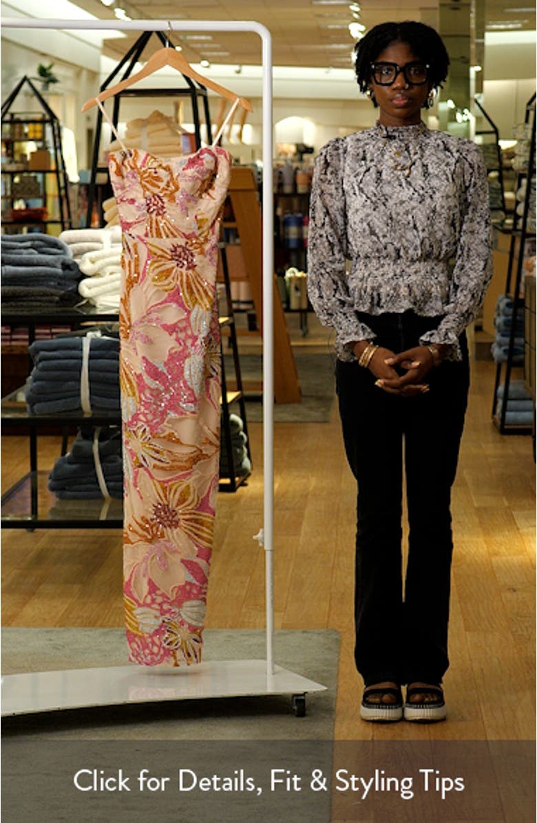 Vada Sequin Floral Strapless Gown, sales video thumbnail