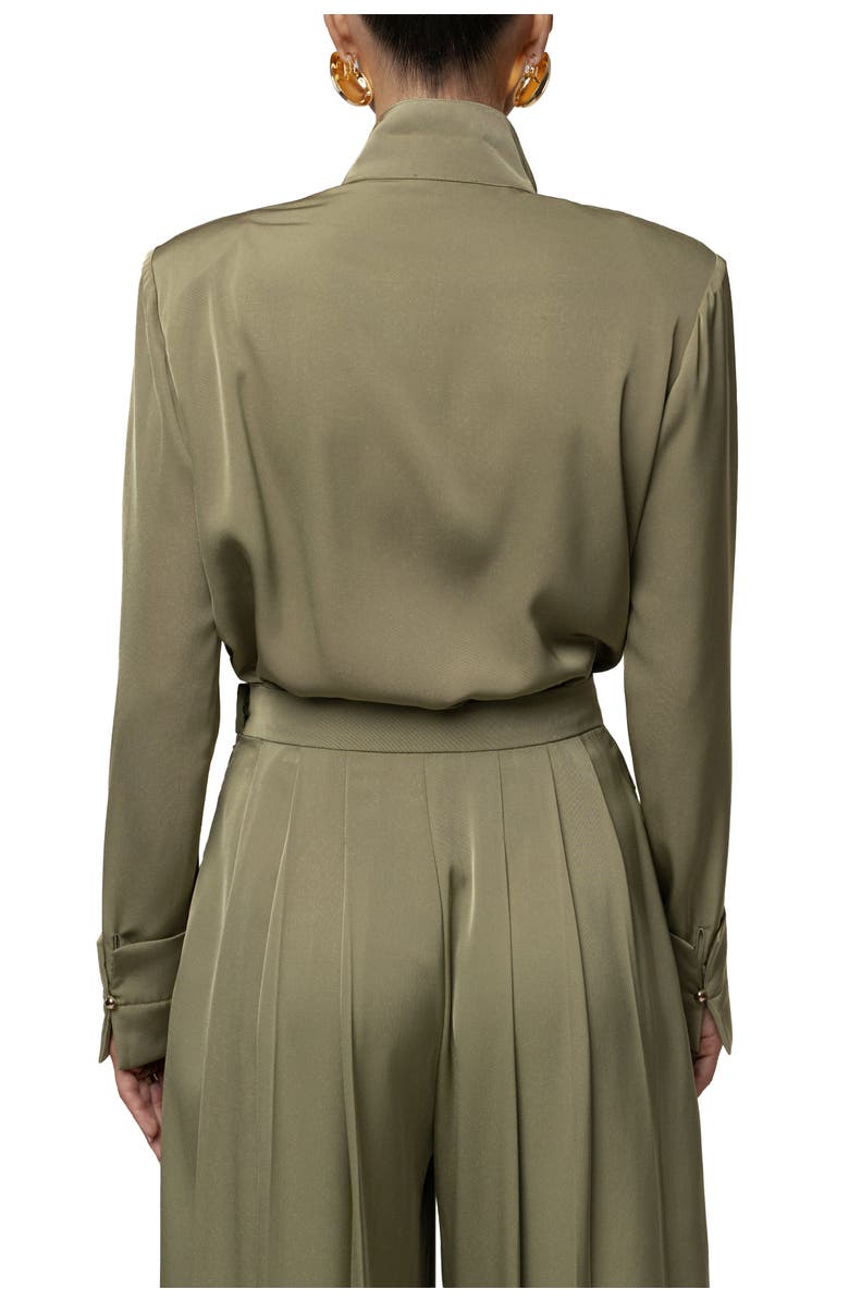 JLUXLABEL Visionary Pleated Bodysuit, Alternate, color, Olive