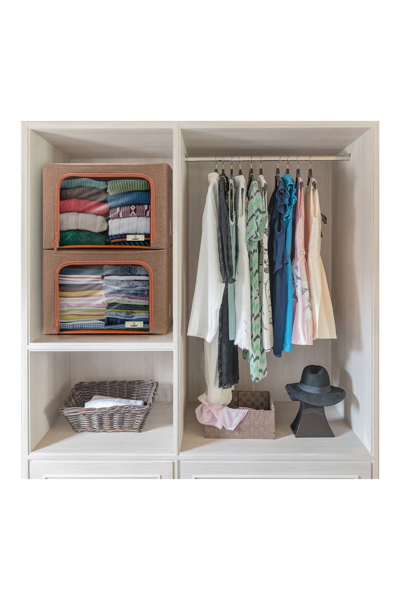 4-Pack Foldable Storage Boxes, Alternate, color, BROWN