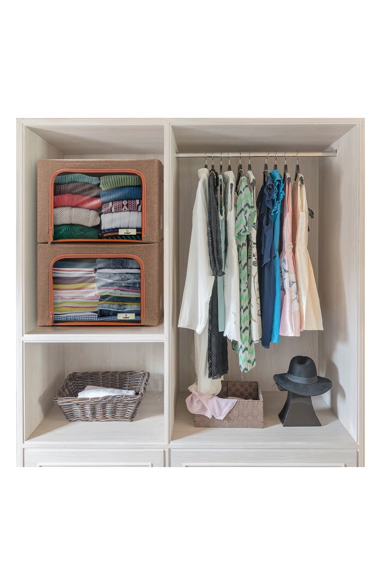 SORBUS 4-Pack Foldable Storage Boxes, Alternate, color, Brown