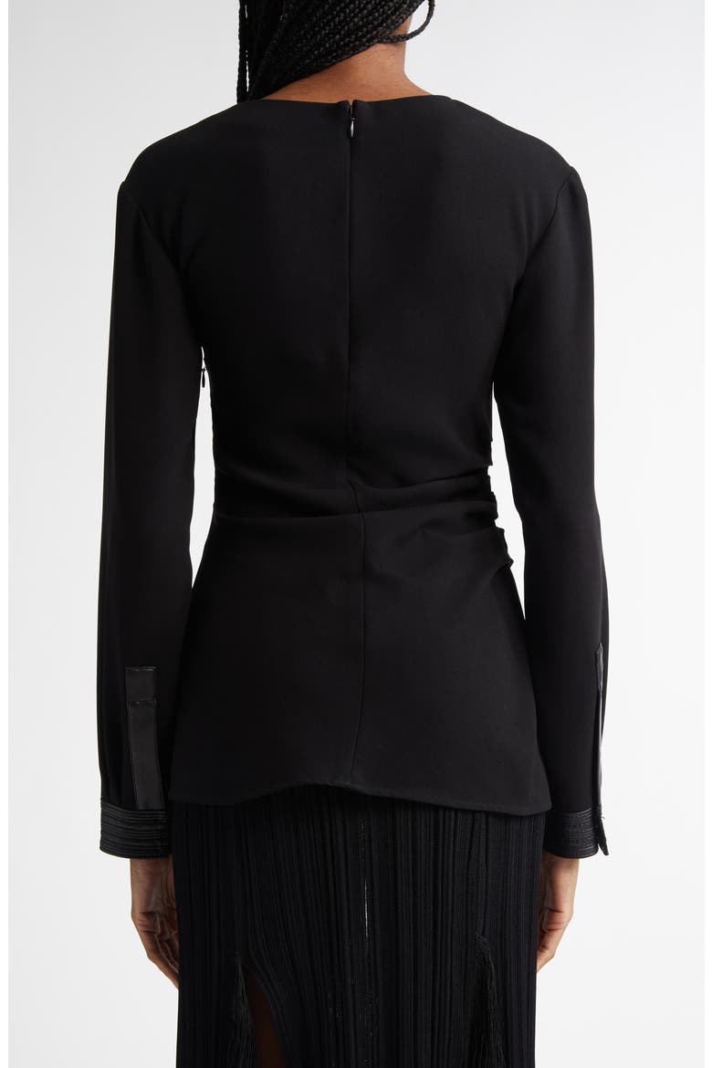 Alexis Asymmetric Ruched Double Crepe Top, Alternate, color, BLACK