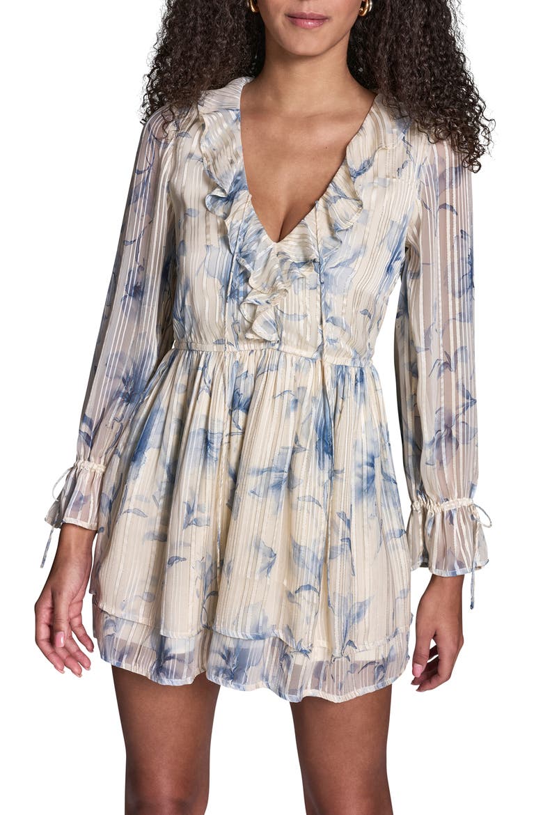 Metallic Chiffon Long Sleeve Dress, Alternate, color, FRENCH SKY