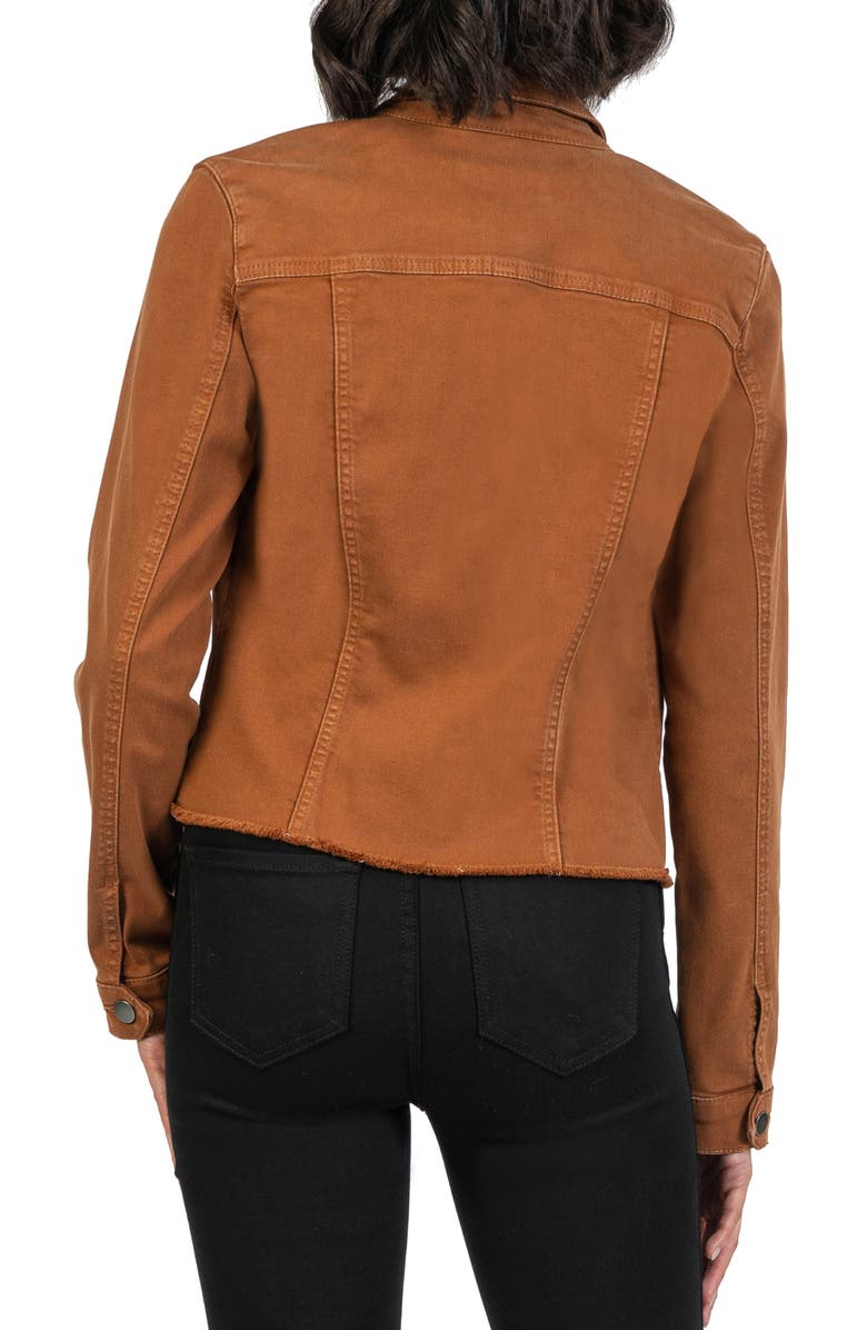 KUT from the Kloth Kara Fray Hem Cotton Blend Trucker Jacket, Alternate, color,