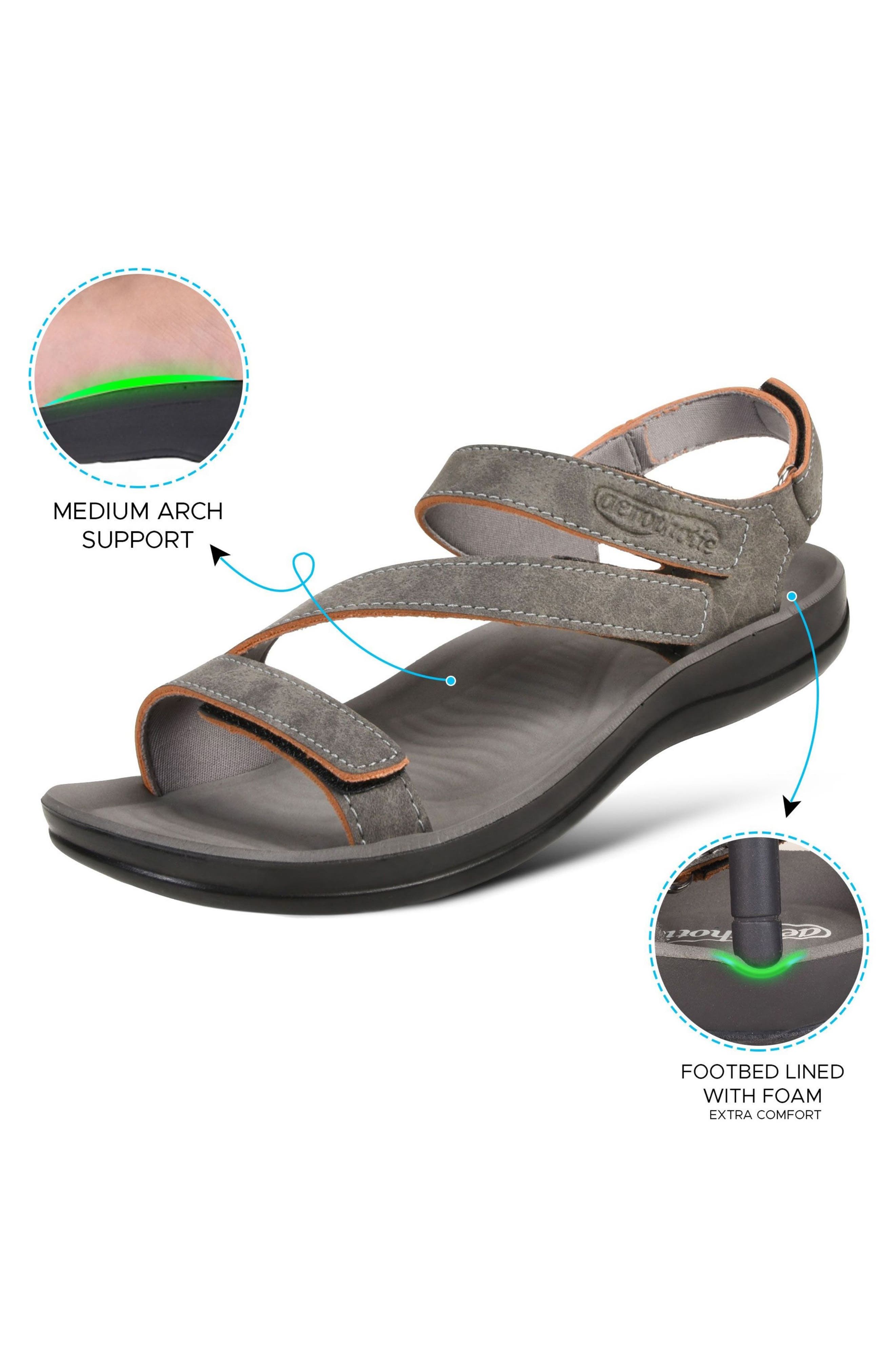 AEROTHOTIC Zion Adjustable Strap Sandal, Alternate, color, Grey