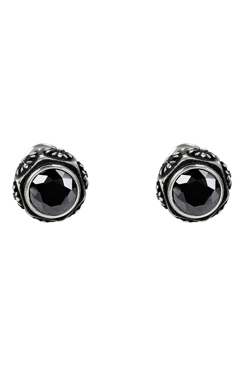 Men's Cubic Zirconia Stud Earrings, Alternate, color, SILVER