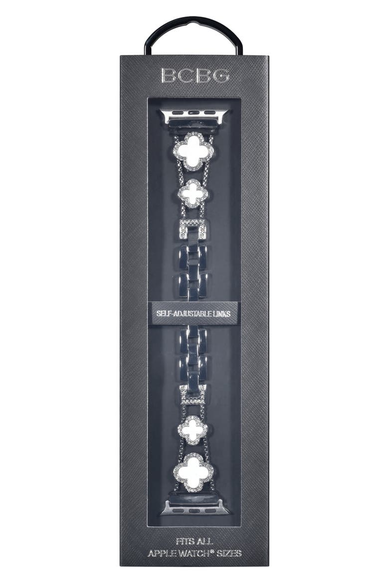 Clover Embellished Apple Watch® Watchband, Alternate, color, SILVER