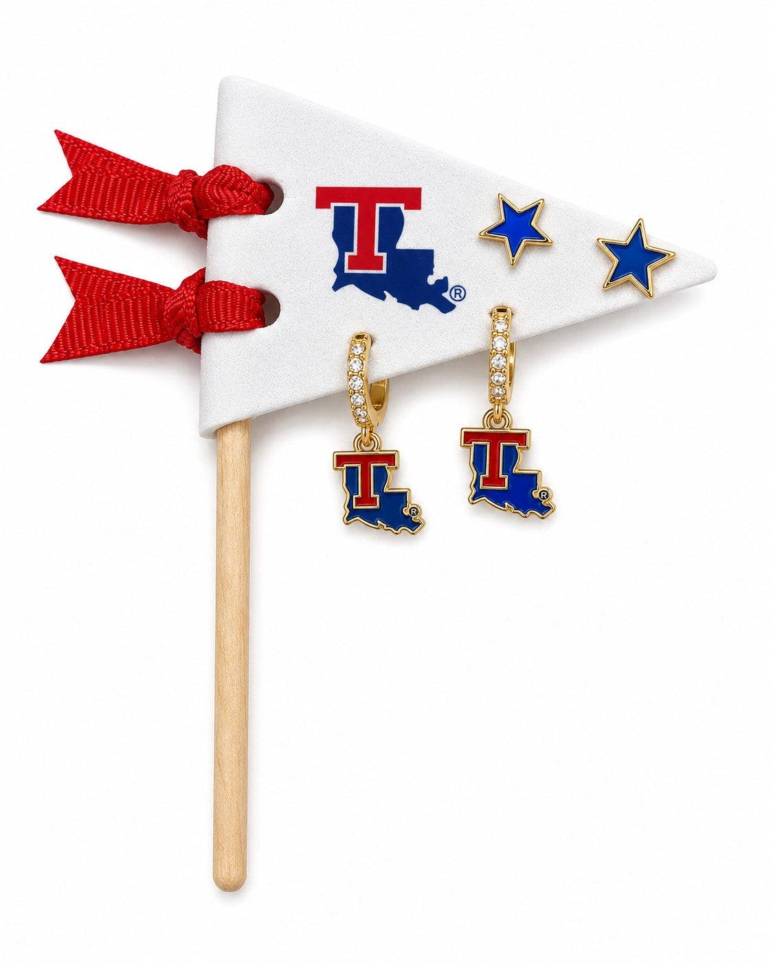 Color Shout La Tech Bulldogs Logo Huggie Hoop Earrings + Star Studs ...