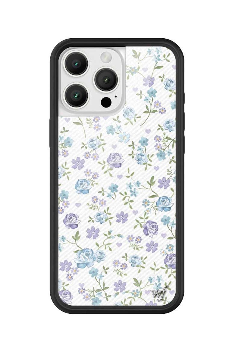 Lilac & Blue Floral iPhone Case, Alternate, color, White