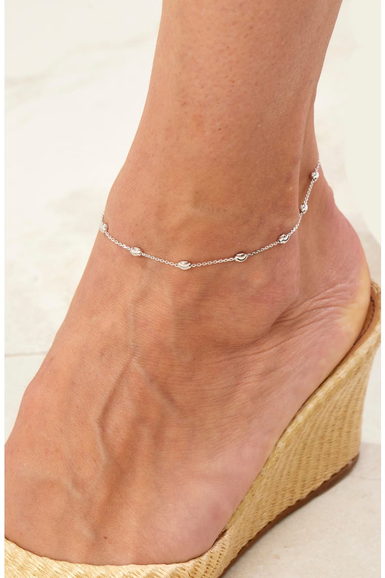 Italian Two Tone Bead Anklet, Alternate, color, WHITE